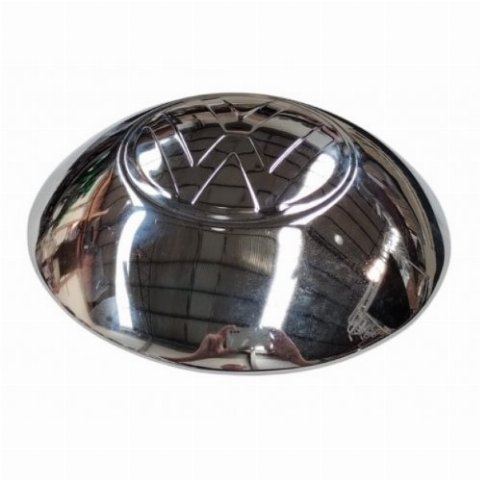 CALOTA FUSCA KOMBI 5 FUROS VINTAGE CROMADA COM LOGO VW GRANDE